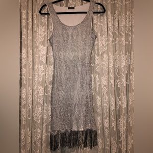 Vintage Venus textured pattern fringe dress